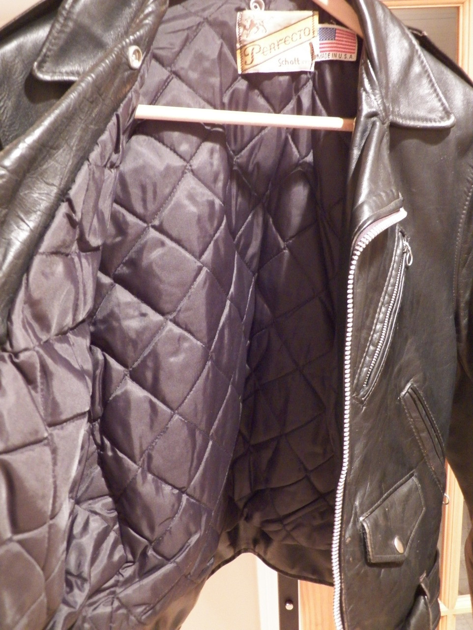 Men's Vintage Perfect by Schott NYC USA made black  leather biker jacket sz. 42