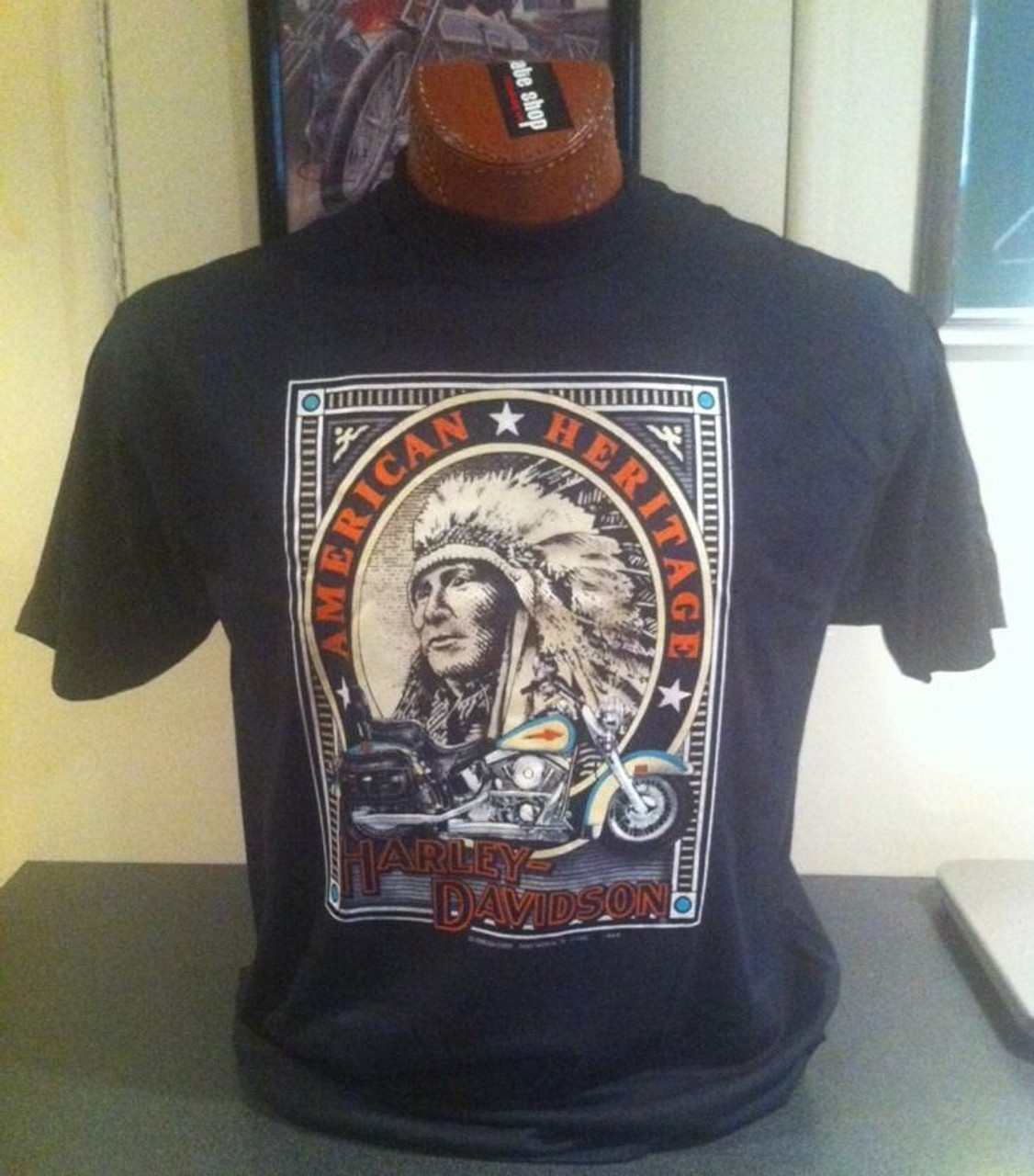 Vintage 1992 3D Harley-Davidson American Heritage T-shirt World of Wheels H-D  Lake Charles, Louisiana XL-LIKE NEW, coolintocash.com, shopthegargae.com, cool into cash, shop the garage, vintage t-shirts, bingo's swap meet garage