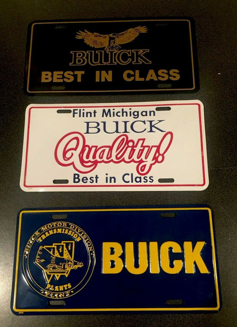 Lot of 3 vintage Buick front vanity license plates