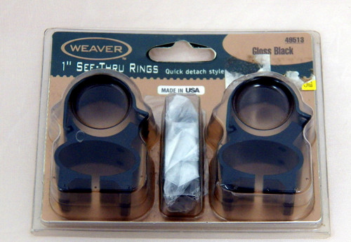 Weaver 1"inch See-Thru Rings Gloss black 49513 NIB
