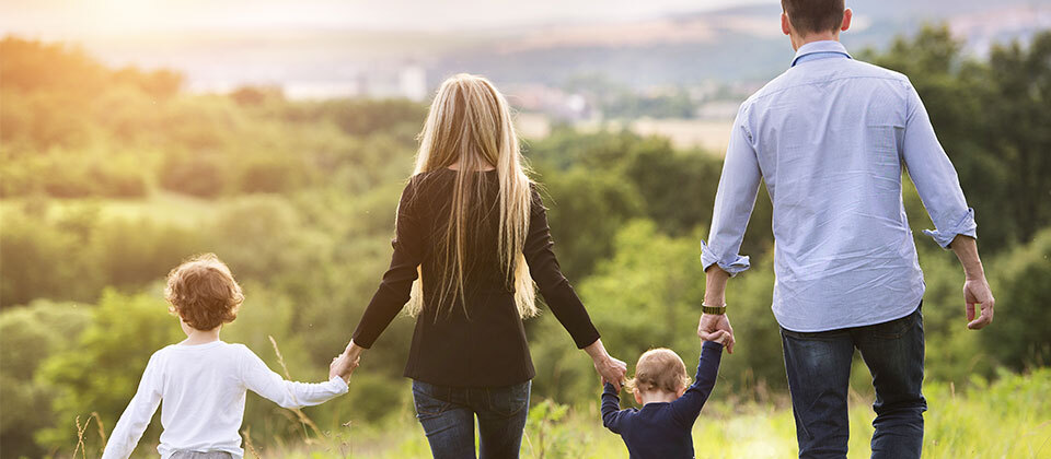 Family walking outdoors