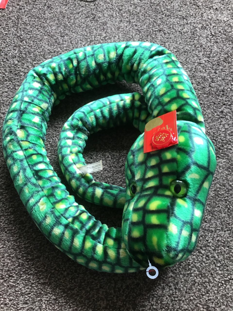 Keel soft toy snake 200cm green/black squares Toysntech