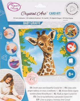 Baby giraffe crystal art card 18 by 18 cm