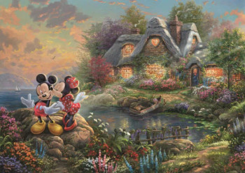 Mickey and Minnie Sweetheart Cove Thomas Kinkade 1000 Piece Schmidt Jigsaw Puzzle