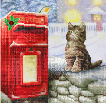 Postman cat 30 x 30 cm crystal art