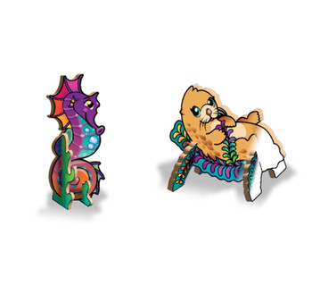 Create and colour otter and seahorse