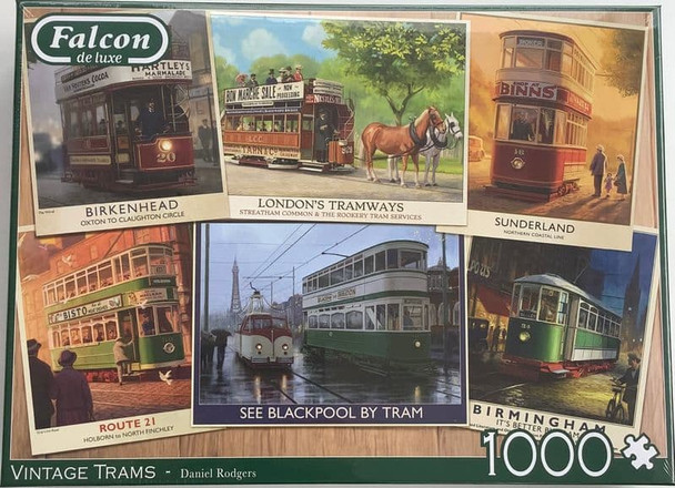 Vintage trams 1000 piece jigsaw falcon de luxe