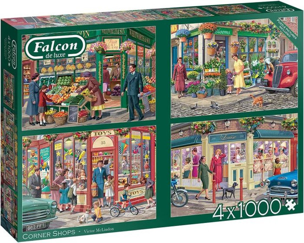 Falcon 4 x 1000 piece jigsaw corner shops