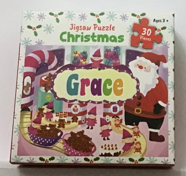 Children’s named ans Xmas themed jigsaw 30 piece Grace