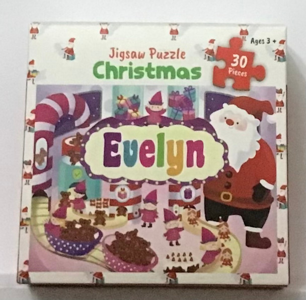 Children’s named Xmas jigsaw 30 piece Evelyn