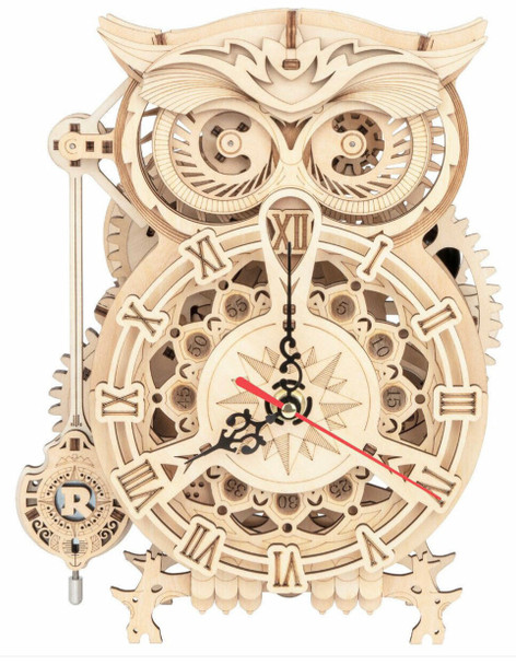 ROKR owl clock wooden kit