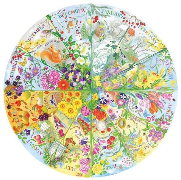 Gibson a year in the garden circular 500 piece jigsaw