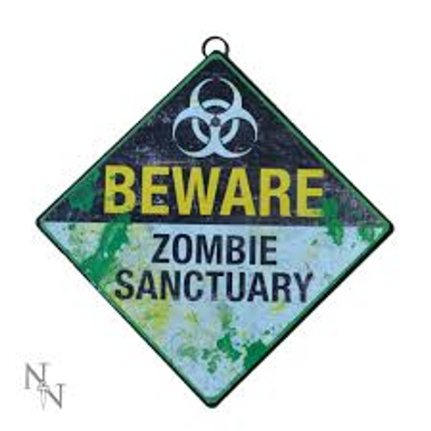 beware zombie sanctuary sign 30cm