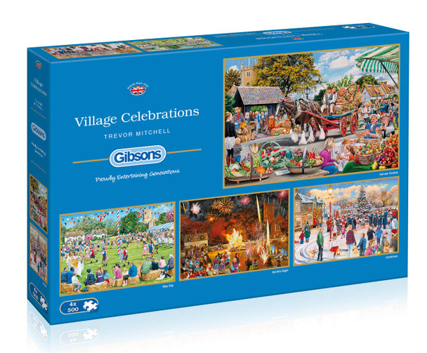 Gibson 4 x 500 piece Jigsaw Village Celebrations