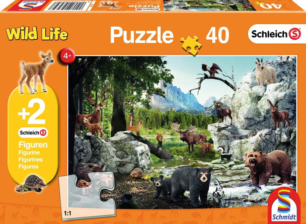Schleich 40pc jigsaw the animals of the forest with 2 figures incuded