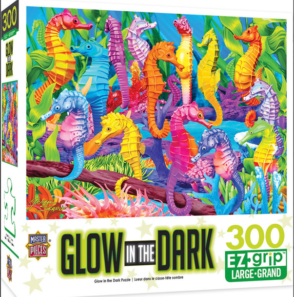 Masterpieces Puzzle Glow in the Dark Singing Seahorses Ez Grip Puzzle 300 pieces