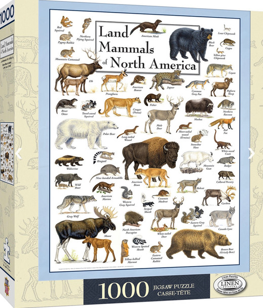 Masterpieces Puzzle Poster Art Land Mammals of North America Puzzle 1000 pieces