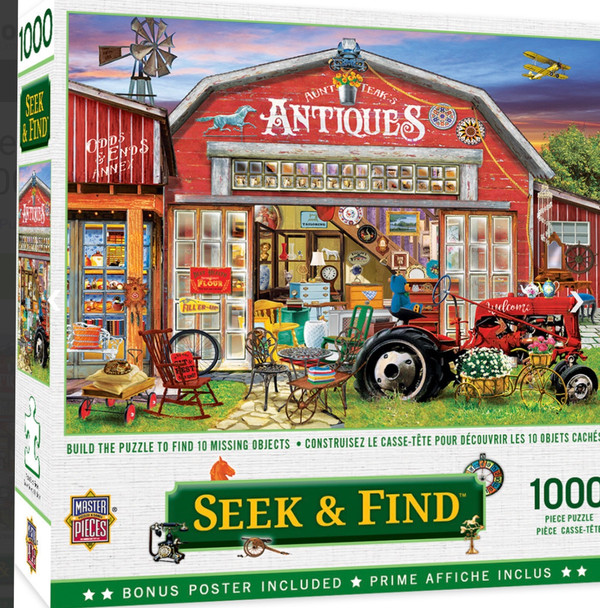 Masterpieces Puzzle Seek & Find Antiques for Sale Puzzle 1000 pieces