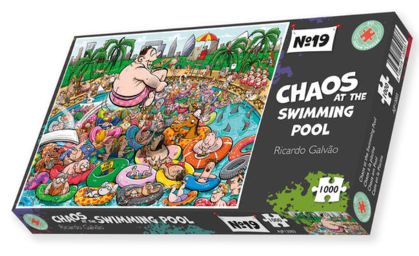 Chaos at the swimming  pool no 19 1000 piece jigsaw