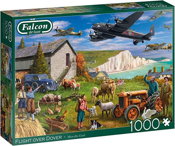 Flight over Dover 1000 piece jigsaw Falcon d luxe