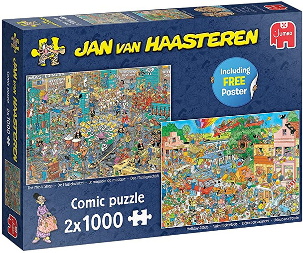 Jumbo 20049 Jan van Haasteren Music Shop & Holiday Fever 2 x 1000 Pieces Puzzle