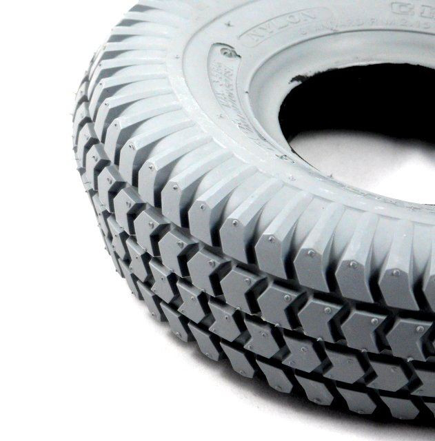 Set Of 4 Mobility Scooter Tyres & Tubes - 3.00-4 (260x85) Size, Grey Block Tread, 4-Ply