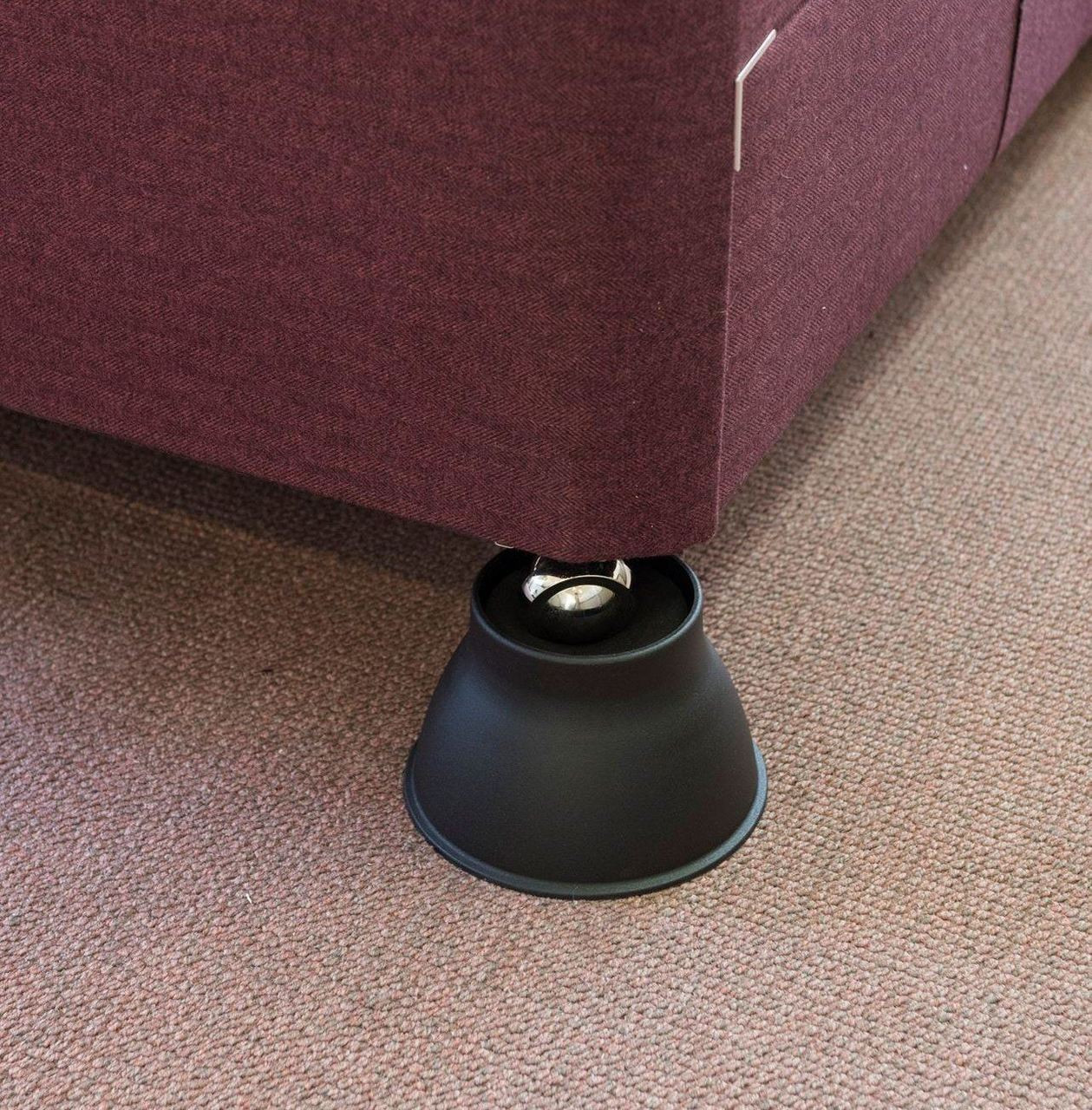 Set of 4 Black 9cm Elephant Feet Cone Raisers for Chairs and Beds