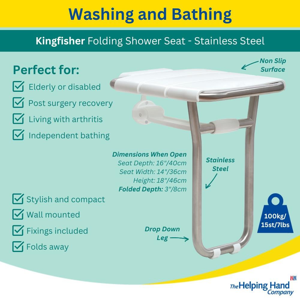 EVACARE WALL MOUNTED Folding Shower Seat Disability & Aged Care - View #7