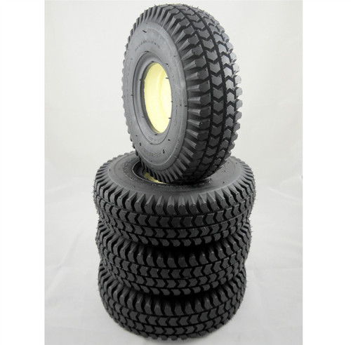 300x4 3.00-4 Set of 4 Solid Block Black Infilled Mobility Scooter Tyres Puncture Proof Resistant 260x85 