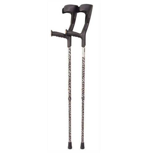 Black and White Patterned Open Cuff Height Adjustable Crutches  Aidapt VP146SB
