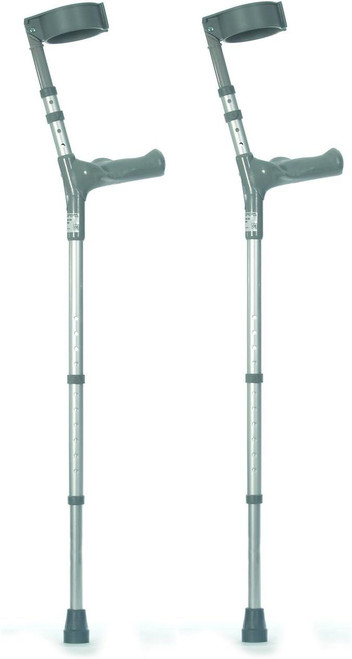 Pair of Adult Elbow Double Adjustment Crutches with Comfy Ergo Grip Handles