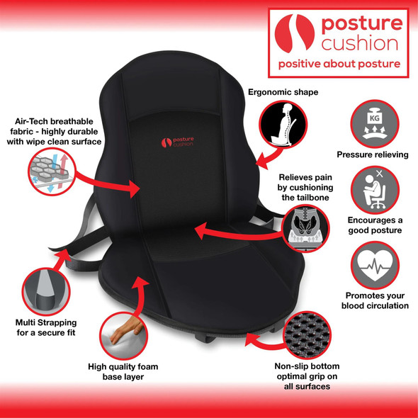 Posture Cushion - Seat Softener Comfort Cushion With Soft Foam Insert