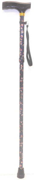 NRS Lightweight Folding Wild Flower Walking Stick with Wooden Handle