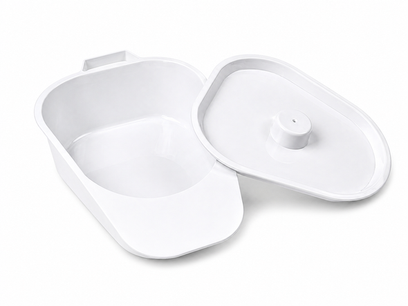 Slipper Bed Pan with Lid Integrated Handle Suitable for Both Men & Women