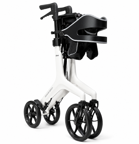Aerowalk Rollator Ultra Lightweight 4.6kg Folding Carbon Fibre Walker White