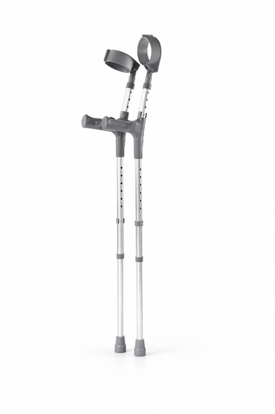 Pair of Medium Elbow Double Adjustment Crutches with Comfy Ergo Grip Handles 600mm - 850mm (24" - 34")