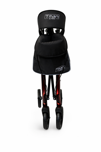 Titan Carbon Fibre Rollator Red Ultralight 4 Wheel Walker with Backrest and Bag