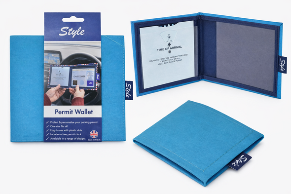 Blue Badge Permit Wallet with Timer Clock in Turquoise Made in the UK