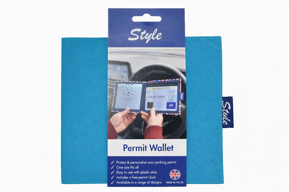 Blue Badge Permit Wallet with Timer Clock in Turquoise Made in the UK