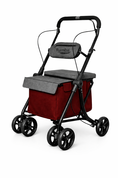 Mobility Shopping Trolley with Brakes Rumba Deluxe in Red