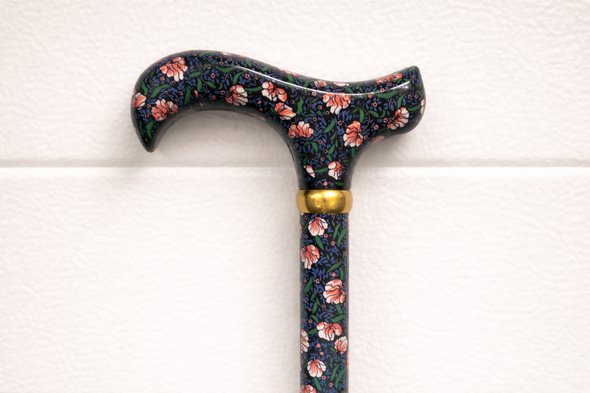 Floral Folding Walking Stick Cane Height Adjustable in William Morris