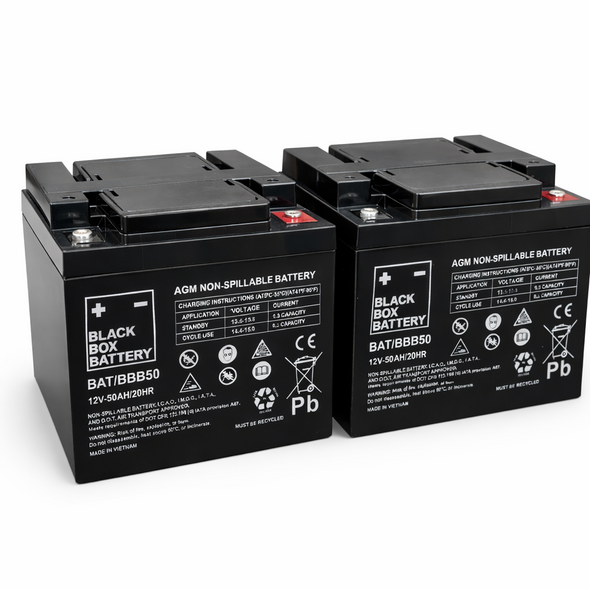 Mobility Scooter Batteries 1 Pair of 12V 50Ah Black Box AGM Batteries