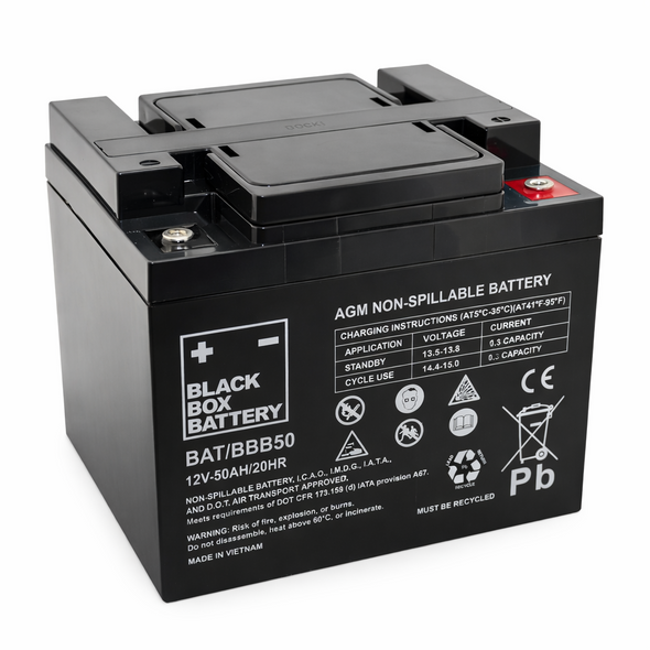 Mobility Scooter Batteries 1 Pair of 12V 50Ah Black Box AGM Batteries