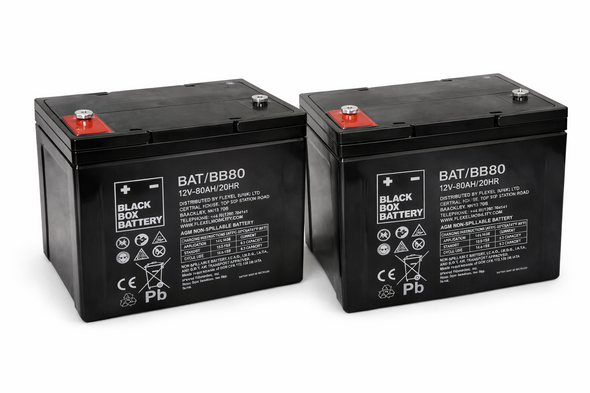 Mobility Scooter Batteries 1 Pair of 12V 80Ah Black Box AGM Batteries
