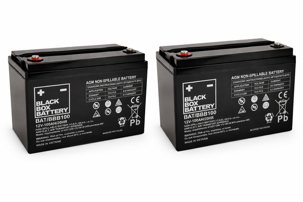 Mobility Scooter Batteries 1 Pair of 12V 100Ah Black Box AGM Batteries