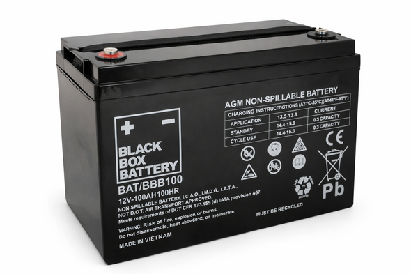 Mobility Scooter Batteries 1 Pair of 12V 100Ah Black Box AGM Batteries