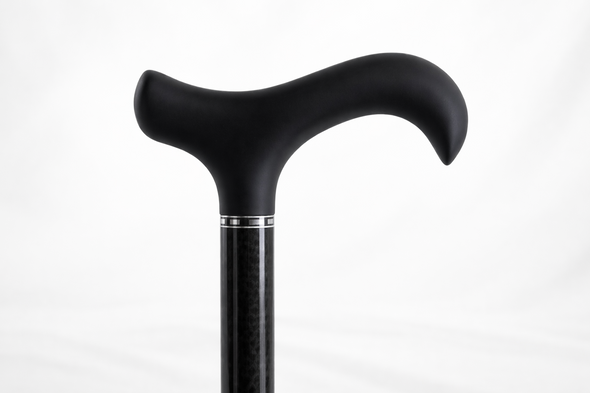 Carbon Fibre Folding Walking Stick Cane Height Adjustable in Black Diamond Derby Handle