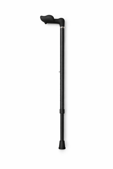 Carbon Fibre Ergonomic Handle Anatomic Left Hand Telescopic Black Walking Stick