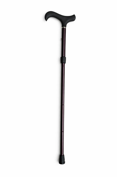 Carbon Fibre Folding Walking Stick Cane Height Adjustable in Claret Diamond Derby Handle