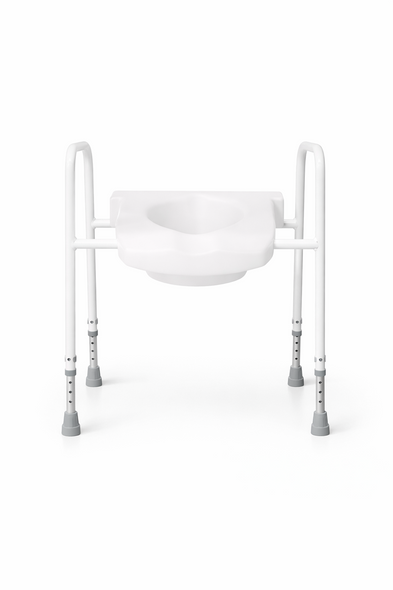 Raised Toilet Seat Aid Frame with Armrests and Clip on Seat up to 30st